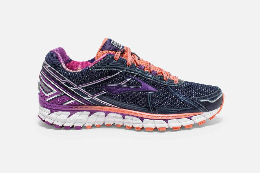 Tenis Corrida Trilha Brooks Adrenaline GTS 15 Feminino Brasil - Pretas/Roxo 6587103-CZ